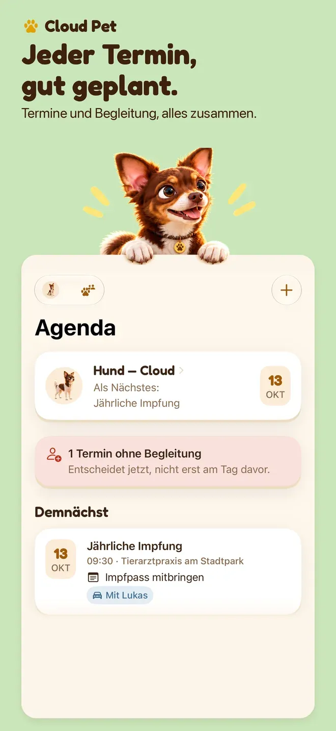 Jeder Termin, gut geplant.. Termine und Begleitung, alles zusammen.