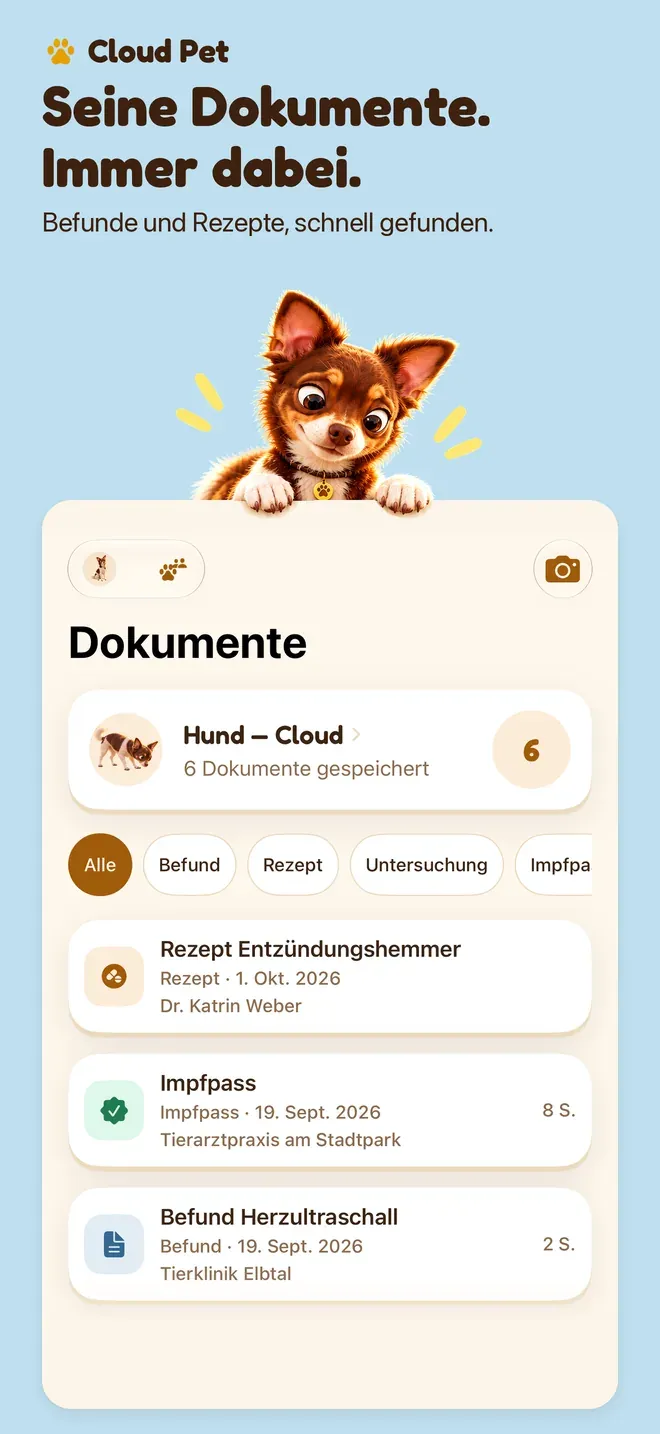 Seine Dokumente. Immer dabei.. Befunde und Rezepte, schnell gefunden.