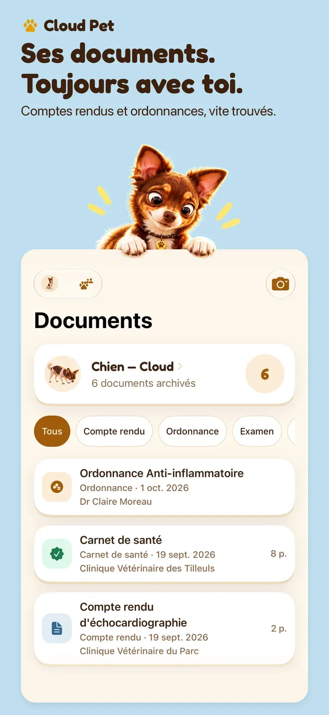 Ses documents. Toujours avec toi.. Comptes rendus et ordonnances, vite trouvés.