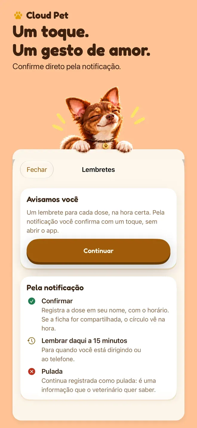 Um toque. Um gesto de amor.. Confirme direto pela notificação.