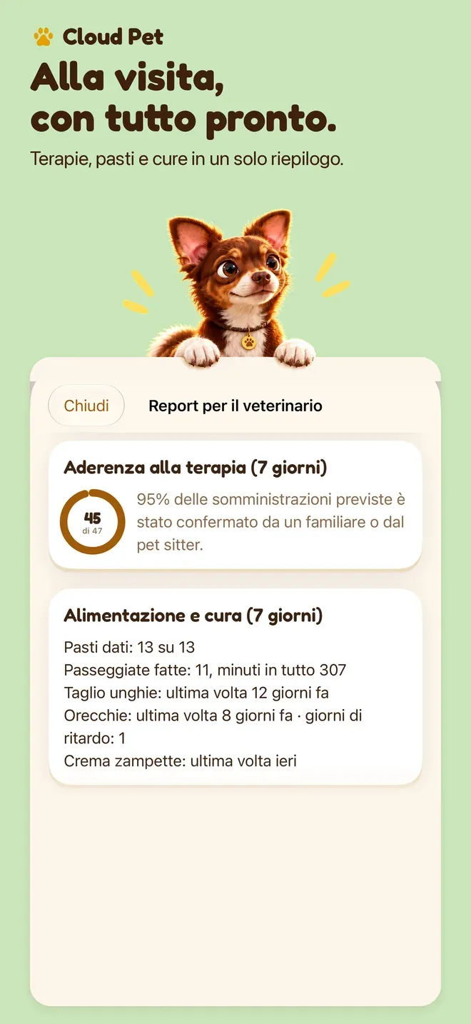 Alla visita, con tutto pronto.. Terapie, pasti e cure in un solo riepilogo.