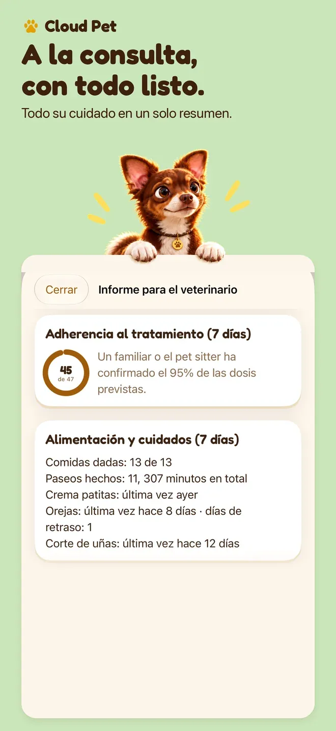 A la consulta, con todo listo.. Todo su cuidado en un solo resumen.